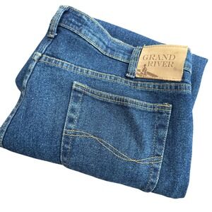 Grand River Mens Jeans 38x28 (38x26)Blue Denim Straight Leg Cotton Spandex